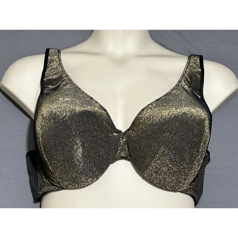 Y2K Cacique Bra 40DD Gold Lame Lightly Lined Underwired